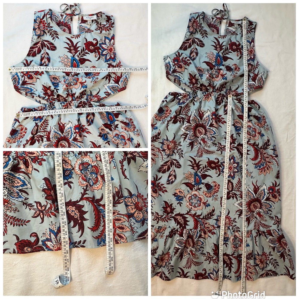 NWT RHODE Target Cut Out Midi Dress Floral Paisley Island Blue Pockets, Large - Picture 14 of 16
